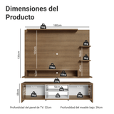 Rack con Panel para TV hasta 60 Pulgadas 180 cm Marrón/Blanco Metz Madesa