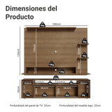 Rack con Panel para TV hasta 60 Pulgadas 180 cm Marrón Cancun Madesa