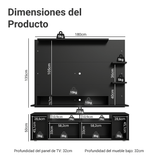 Rack con Panel para TV hasta 60 Pulgadas 180 cm Negro Cancun Madesa