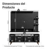 Rack con Panel para TV hasta 60 Pulgadas 180 cm con Patas Negro/Marrón Cancun Madesa