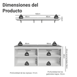 Rack para TV hasta 70 pulgadas + repisas de 160cm, Blanco Vik 05
