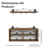 Rack para TV hasta 70 pulgadas + repisas de 160cm, Marrón/Blanco Vik 05