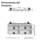 Rack para TV hasta 70 pulgadas + repisas de 160cm, Blanco/Verde Vik 05