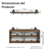 Rack hasta 70 pulgadas + repisas de 160cm, Marrón/Verde Vik 05