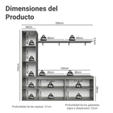 Rack para TV hasta 70 pulgadas flotante + repisa de 200cm, Gris Nice 01