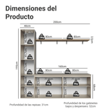 Rack para TV hasta 70 pulgadas flotante + repisa de 200 cm, Crema Nice 01