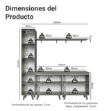 Rack para TV hasta 70 pulgadas + repisa 200cm, Gris Nice 02