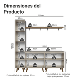 Rack para TV hasta 70 pulgadas + repisa 200cm Crema Nice 02