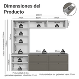 Centros de Entretenimiento con Rack + Cristaleiro 230 cm Blanco/Gris Vik Madesa 01