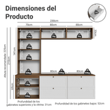 Centros de Entretenimiento con Rack + Cristaleiro 230 cm Marrón/Blanco/Marrón Vik Madesa 02