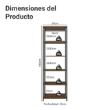 Mueble/Estante de Oficina Multiusos, 59 cm, 5 Estantes, Marrón/Negro