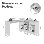 Escritorio Esquinero Gamer 300 cm Blanco Roma Madesa