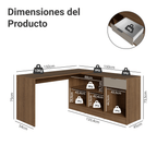 Escritorio Esquinero Gamer 300 cm Marrón/Crema Roma Madesa