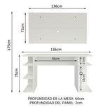 Escritorio Gamer Madesa 9409 e Panel para TV hasta 50 Pulgadas Blanco