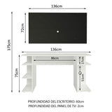 Escritorio Gamer Madesa 9409 con Panel para TV hasta 50 Pulgadas Blanco/Negro