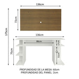 Escritorio Gamer Moderno Madesa + Panel para TV Hasta 50 Pulgadas Blanco/Marrón
