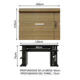 Escritorio Gamer Madesa 9409 e Panel para TV hasta 65 Pulgadas Negro/Marrón