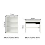 Kit Escritorio y Estante Librero Blanco Rubi Madesa