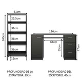 Escritorio Alaska + Estantería Escalera Negro