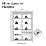 Estantería multiusos para oficina, 129 cm, 9 estantes, 2 cajones, color Blanco