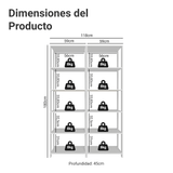 Mueble/Estante de Oficina Multiusos, 118 cm, 10 Estantes, Blanco