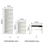 Kit Escritorio, Estante Multiuso y Estante Librero Blanco/Negro Rubi Madesa