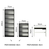 Escritorio Madesa Rubi + Estante 6908 + Estante 6907 Negro/Blanco