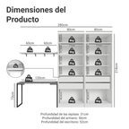 Kit Escritorio Industrial 2 Placard Neo y 2 Espejos 2 Repisas Blanco Madesa