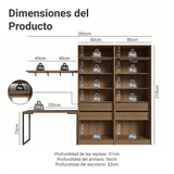 Conjunto Home Office 2 Armarios Neo con Espejos 1 Escritorio 2 Repisas Marrón/Crema Madesa