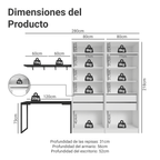 Kit Escritorio Industrial 2 Placard Neo 2 Repisas Blanco/Negro Madesa