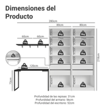 Conjunto Home Office 2 Placard Neo con Espejos 1 Escritorio 2 Repisas Blanco/Negro Madesa