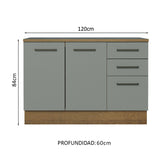 Bajo Mesada Multiuso Garaje 120cm (con Tapa) Marrón/Gris