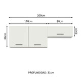 Kit con 2 Gabinetes superiores 3 Puertas Blanco Agata