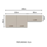 Kit con 2 Gabinetes superiores 3 Puertas Blanco/Crema Agata