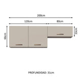 Kit con 2 Gabinetes superiores 3 Puertas Marrón/Crema Agata