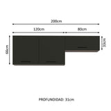 Kit con 2 Alacena Multiuso 3 Puertas Marrón/Negro Agata Madesa