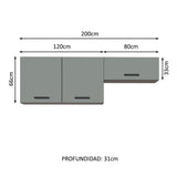 Kit con 2 Gabinetes Superiores 3 Puertas Marrón/Gris Agata