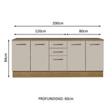 Kit con 2 Gabinetes Bajos 4 Puertas 3 Cajones Marrón/Crema Agata