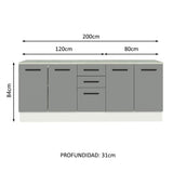 Kit con 2 Gabinetes Bajos 4 Puertas 3 Cajones Blanco/Gris Agata