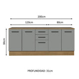 Kit con 2 Gabinetes Bajos 4 Puertas 3 Cajones Marrón/Gris Agata
