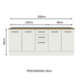 Kit con 2 Gabinetes Bajos 4 Puertas 3 Cajones Blanco/Marrón Agata