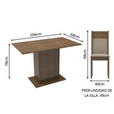 Juego de Comedor Madesa Gabi Mesa Tapa de Madera con 2 Sillas Marrón/Crema/Sintético Beige