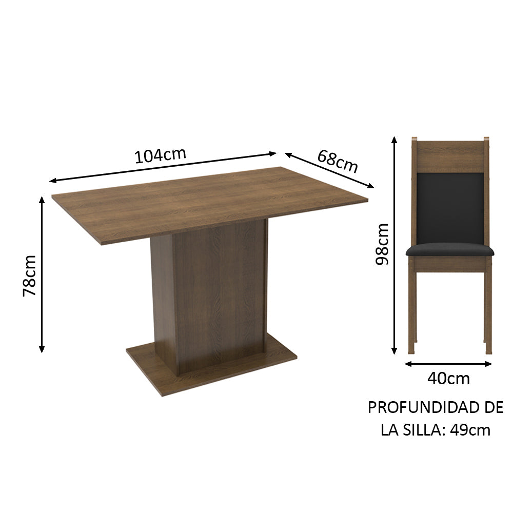 Juego de Comedor Madesa Gabi Mesa Tapa de Madera con 2 Sillas Marrón/Negro/Sintético Negro