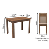 Juego de Comedor Madesa Lola Mesa Tapa de Madera con 2 Sillas Marrón/Crema/Sintético Beige