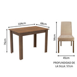 Juego de Comedor Madesa Vic Mesa con Tapa de Madera y 2 Sillas Marrón/Imperial