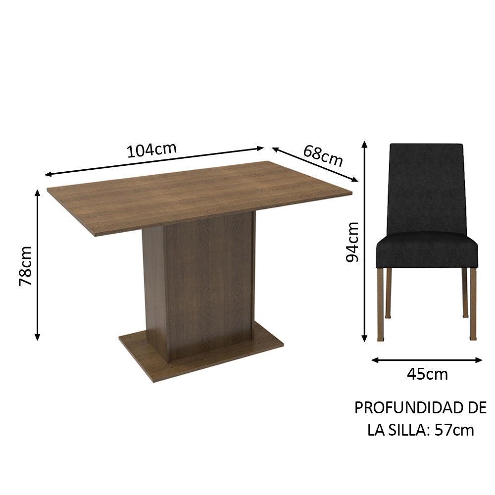 Juego de Comedor Mesa Tapa de Madera 2 Sillas Marrón/Oxford Manu Madesa