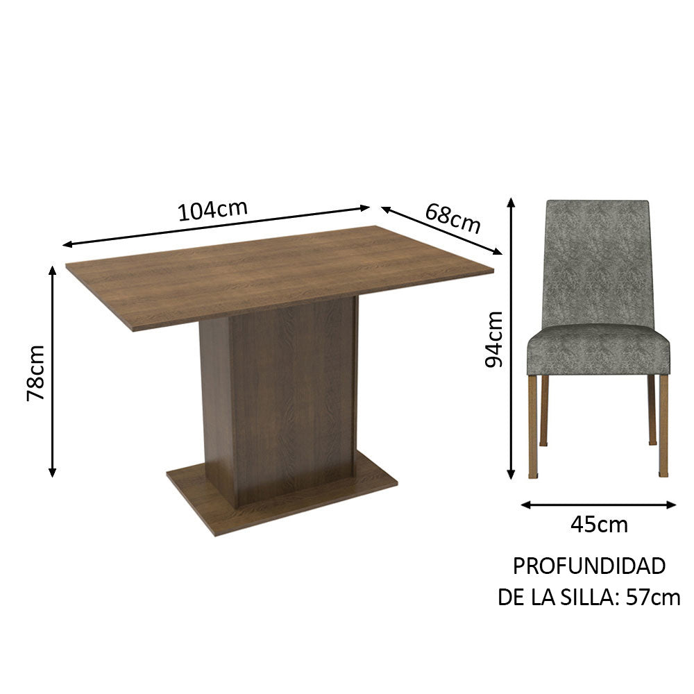Juego de Comedor 2 Sillas Marrón/Silver Manu Madesa