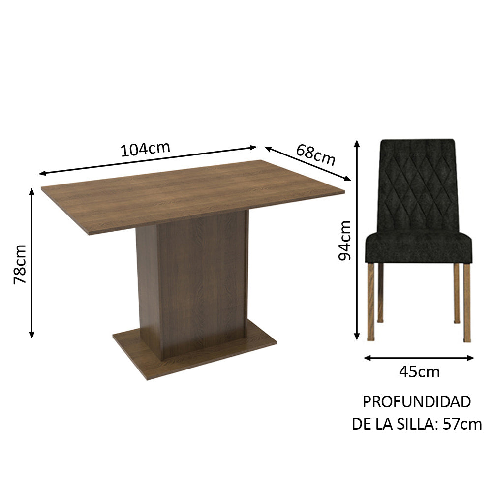 Juego de Comedor 2 Sillas Marrón/Oxford Tainá Madesa