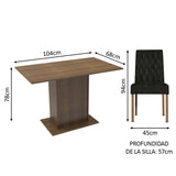 Juego de Comedor con Mesa y 2 Sillas Madesa Oxford Tainá MM