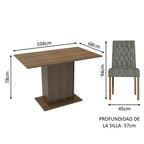 Juego de Comedor 2 Sillas Marrón/Silver Tainá Madesa